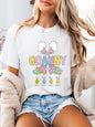 Easter Bunny Ears Granny with Paw Prints and Eggs Easter T-Shirt Spring Outfit White Plus-Size