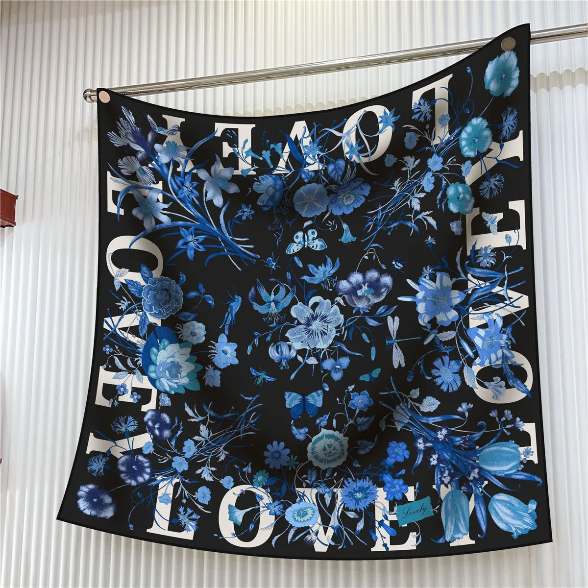 90cm Square Scarf Women Fashion Floral Twill Silk Shawl Hijab Luxury Bandana Foulard Neckerchief