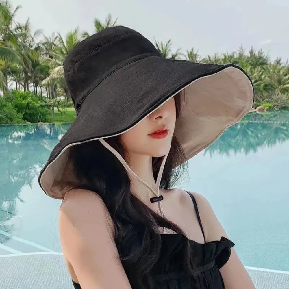 Wide Brim UPF 50+ Sun Hat Women Anti-UV Protection Hiking  Fold Summer Solid Beach Hat