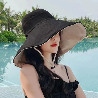 Wide Brim UPF 50+ Sun Hat Women Anti-UV Protection Hiking  Fold Summer Solid Beach Hat