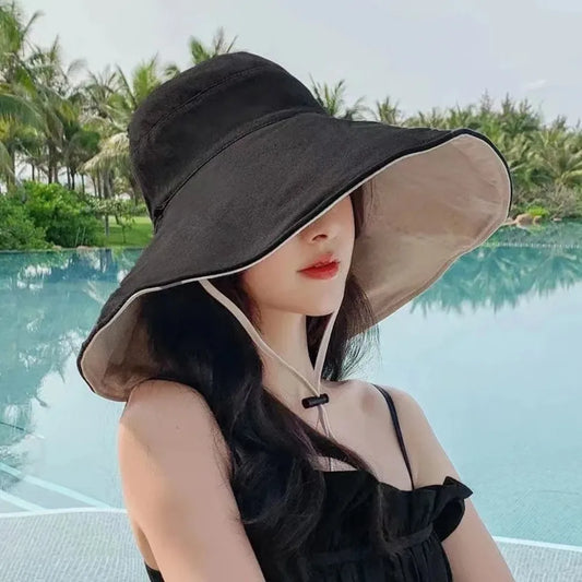 Wide Brim UPF 50+ Sun Hat Women Anti-UV Protection Hiking  Fold Summer Solid Beach Hat