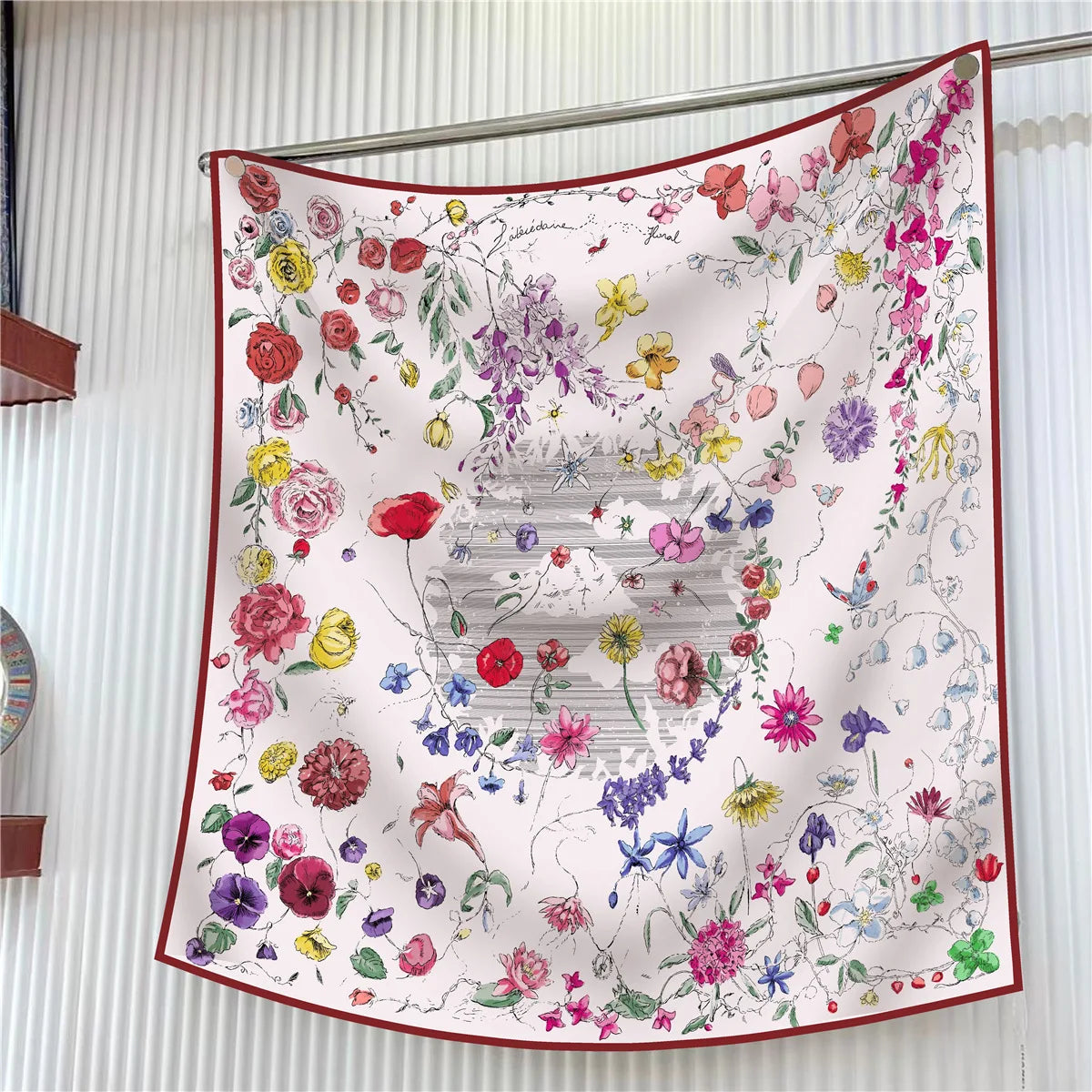 90cm Square Scarf Women Fashion Floral Twill Silk Shawl Hijab Luxury Bandana Foulard Neckerchief