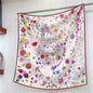 90cm Square Scarf Women Fashion Floral Twill Silk Shawl Hijab Luxury Bandana Foulard Neckerchief