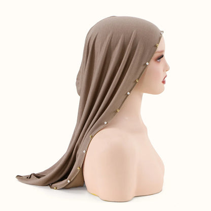 New Muslim Solid scarf Caps Modal Instant Hijab Stretch Turban Cap Islamic Headscarf Headband