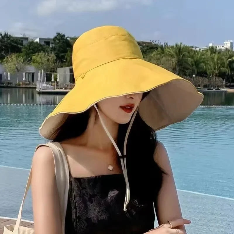 Wide Brim UPF 50+ Sun Hat Women Anti-UV Protection Hiking  Fold Summer Solid Beach Hat