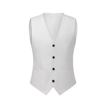 Men's Three-Piece White Suit, Anti-Wrinkle, No-Iron, Fur Business Formal Suit, Four-Season Workplace