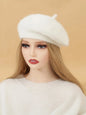 1pc Fashionable Classic Warm Solid Color Rabbit Fur Beret Winter Fall