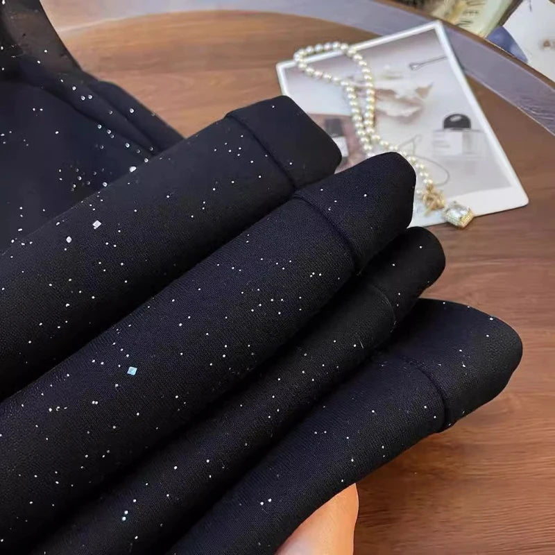 Starry Sky Ice Silk Wide Leg Pants  High Waist Straight Leg Sporty  Sparkling Pants