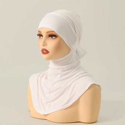 Balaclava Inner Hijabs  Solid Color Tie Back Elasticity Hijabs Full Cover Headscarf