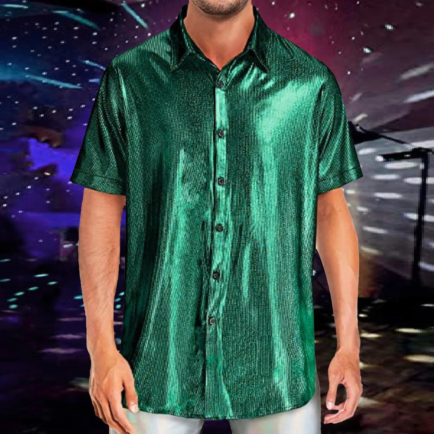 Mens Sequin Short Sleeved Shirt