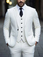 Men's Three-Piece White Suit, Anti-Wrinkle, No-Iron, Fur Business Formal Suit, Four-Season Workplace