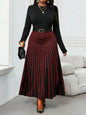 Plus Size Long Sleeve Midi Dress with Chain Print and Belted Waist for Office or Holiday Wear