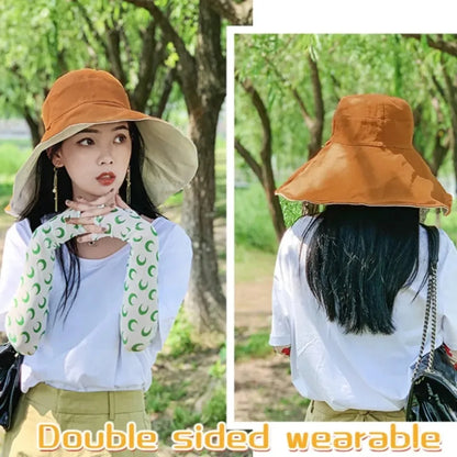 Wide Brim UPF 50+ Sun Hat Women Anti-UV Protection Hiking  Fold Summer Solid Beach Hat