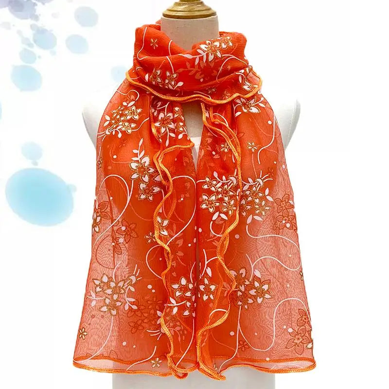 Lace Scarf Women Lightweight Hijab Elegant  Silk  Shawl Wraps Headband Handle Hair