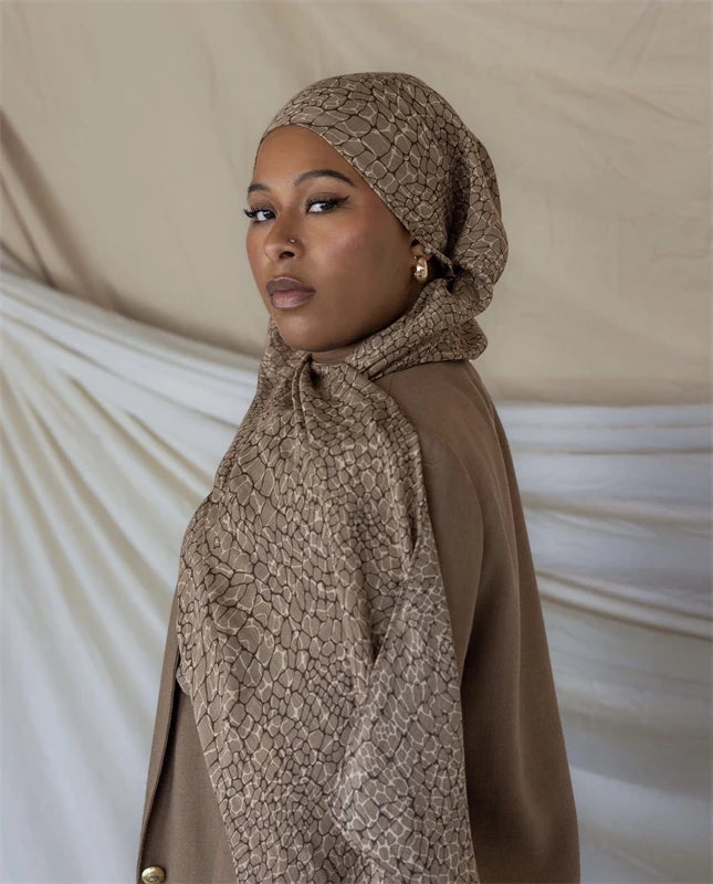 1Pcs Ramadan Hijab Leopard Print Women Watercolor Soft Muslim Hijabs Breathable Shawl Wrap Headscarf Warm