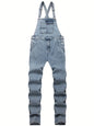 Men's solid color pocket overalls