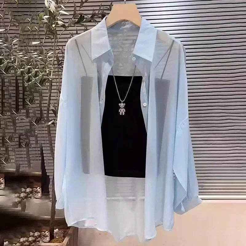 Summer Plus Size Ice Silk Breathable SunProof Shirts