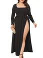 Plusi Women Square Neck Long Sleeve Maxi Dress