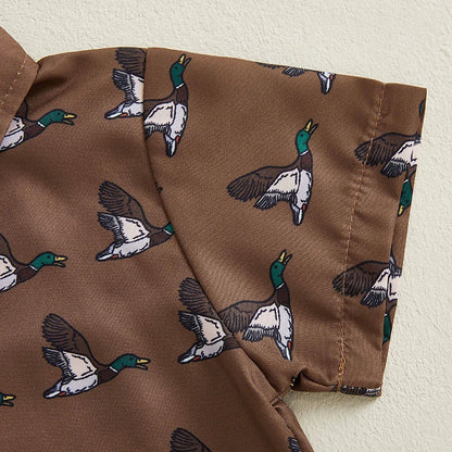 Adorable Infant Boy s Summer Ensemble featuring Cute Duck Print Shirt and Matching Shorts for a Stylish Look