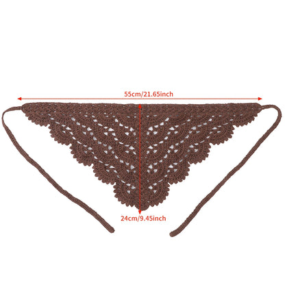 Crochet Bandana Country Style Flower Hair Scarf Knitted Hair Accessories