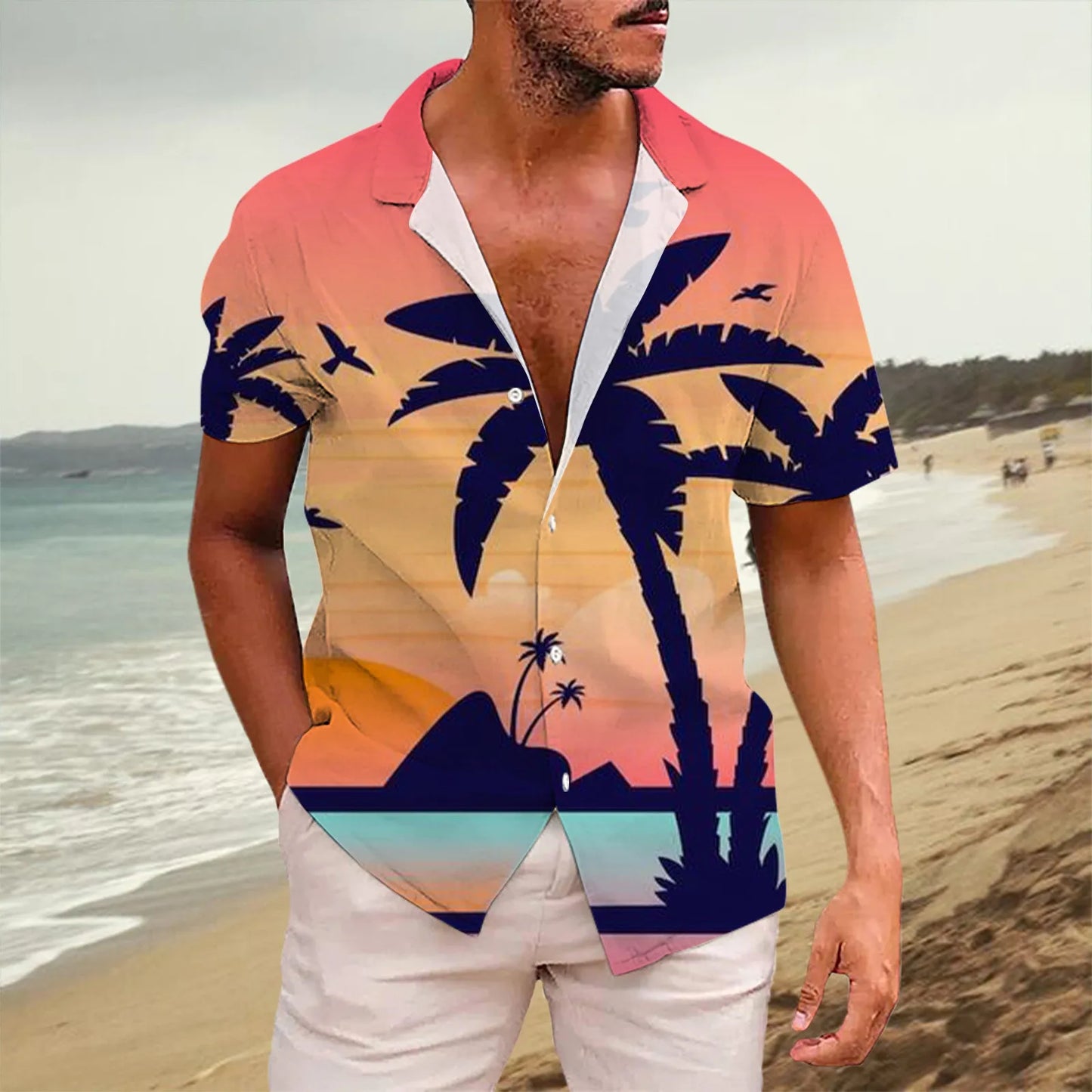 New Plus Size Men Solid Color Business Shirt