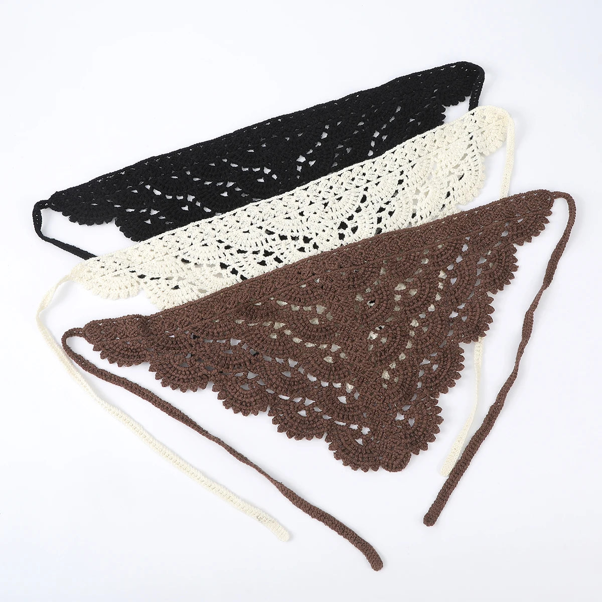 Crochet Bandana Country Style Flower Hair Scarf Knitted Hair Accessories