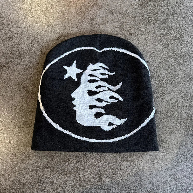 1pc Face Pattern Knitted Beanie Casual Cap Warm Sports Hat for Cycling Skiing Women Men