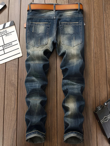 Men's Ripped Slim Biker Jeans