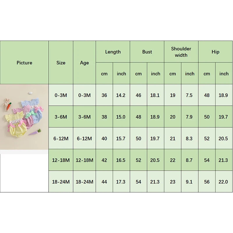 Baby Girls Rompers Easter Clothes Rabbit Embroidery Plaid Fly Sleeve Summer Bodysuits Jumpsuits