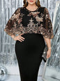 Elegant  Womens Embroidered Sheath Dress Sequined Overlay