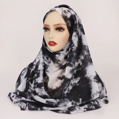 1Pcs Ramadan Hijab Leopard Print Women Watercolor Soft Muslim Hijabs Breathable Shawl Wrap Headscarf Warm