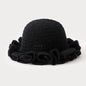 Women's Boho Crochet Ruffle Bucket Hat, Foldable Handmade Summer Beach Cap, Stylish Sun Hat