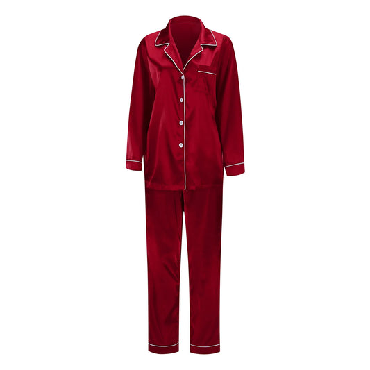 Hot Red Womens Satin Pajama Sets 2 Piece Family Outfits Mother Sleepwear Christmas Home Clothes Pyjamas Suits Ice Silk Homewear