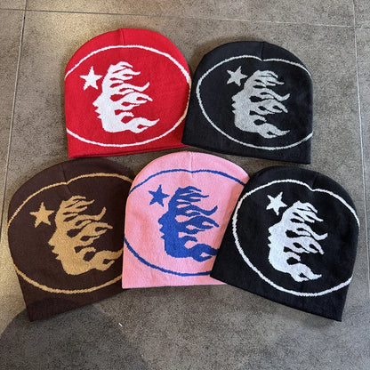 1pc Face Pattern Knitted Beanie Casual Cap Warm Sports Hat for Cycling Skiing Women Men