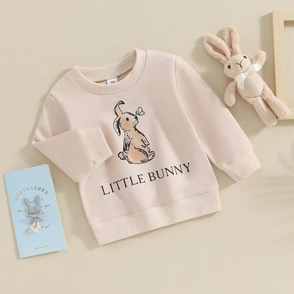 0-3Y Toddler Baby Boy Girl Easter Outfit Crewneck Sweatshirt Letter Long Sleeve Pullover Spring Shirt Tops