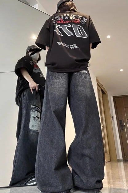 Baggy Jeans for Women Men Ripped Straight Leg