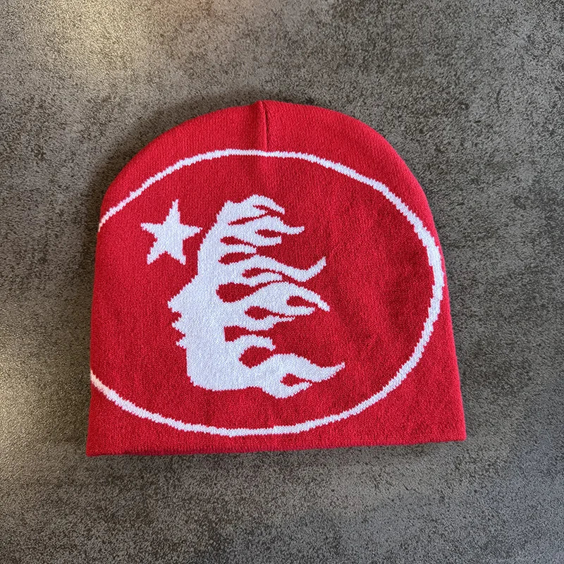 1pc Face Pattern Knitted Beanie Casual Cap Warm Sports Hat for Cycling Skiing Women Men