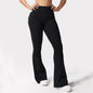 Women's Yoga Flare Trousers, High-Waisted Tummy-Control Wide-Leg s with Pockets