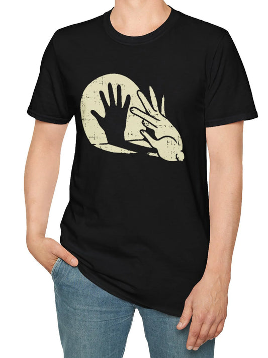 Mens Casual Cotton T-Shirt - Short Sleeve Round Neck with Unique Graphic Design Black & Beige Abstract