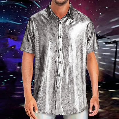 Mens Sequin Short Sleeved Shirt