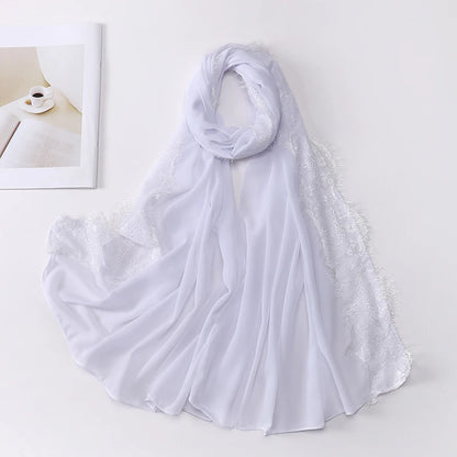 Wedding Style Muslim Soft Lace Hijab Premium Chiffon Scarf Shawl Turban Headwraps Foulard