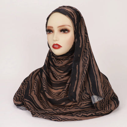 1Pcs Ramadan Hijab Leopard Print Women Watercolor Soft Muslim Hijabs Breathable Shawl Wrap Headscarf Warm
