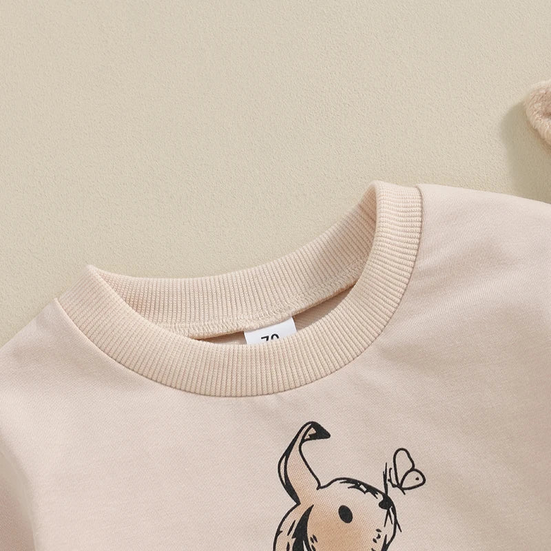 0-3Y Toddler Baby Boy Girl Easter Outfit Crewneck Sweatshirt Letter Long Sleeve Pullover Spring Shirt Tops
