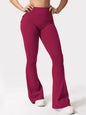 Women's Yoga Flare Trousers, High-Waisted Tummy-Control Wide-Leg s with Pockets