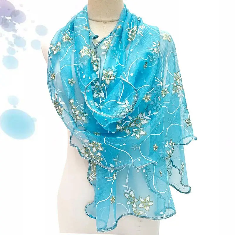 Lace Scarf Women Lightweight Hijab Elegant  Silk  Shawl Wraps Headband Handle Hair