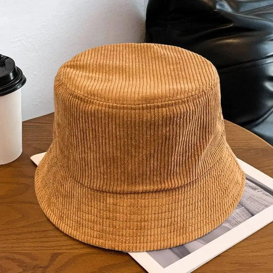 Corduroy Bucket Hat Outdoor Warm Soft Cap Plush Casual Panama Hat Men & Women