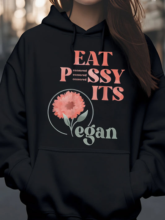 Floral Vegan Print Hoodie Easter Casual Wear Women's Fashion