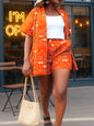 Summer Set: Orange African - Print Kimono & Shorts Combo with Accessories