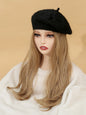 1pc Fashionable Classic Warm Solid Color Rabbit Fur Beret Winter Fall