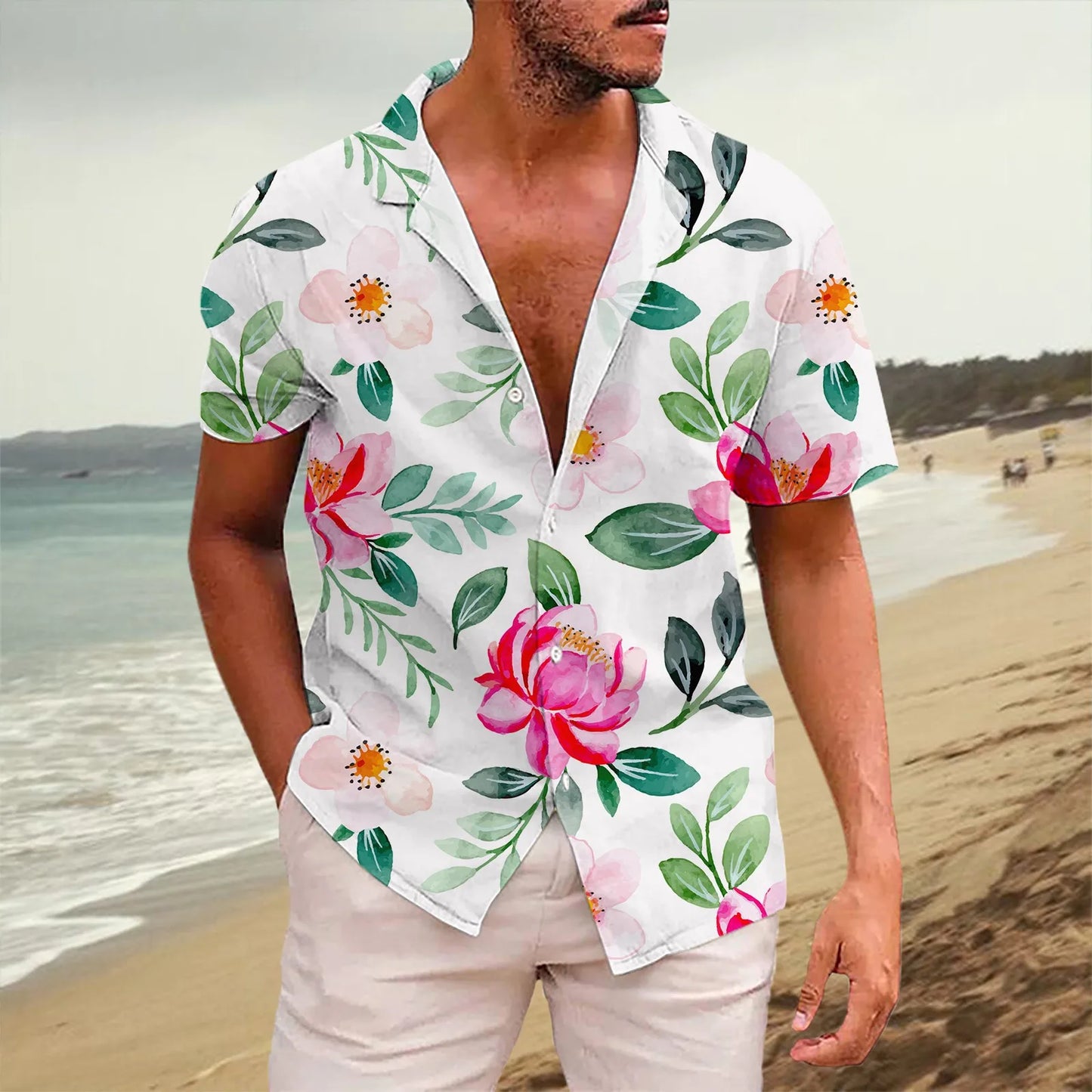 New Plus Size Men Solid Color Business Shirt